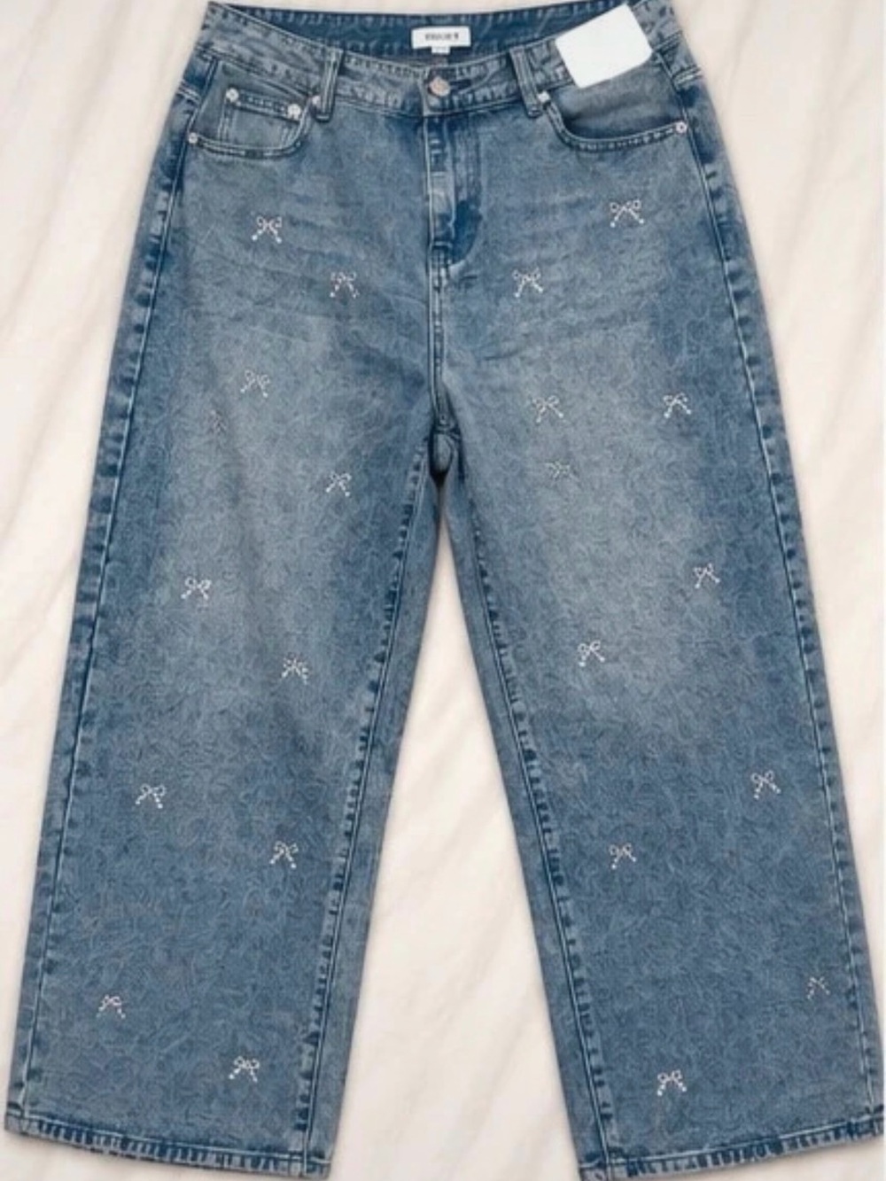 Forever 21 Low Rise Wide Leg Bow Rhinestone Jeans Plus Size 1X NWT
